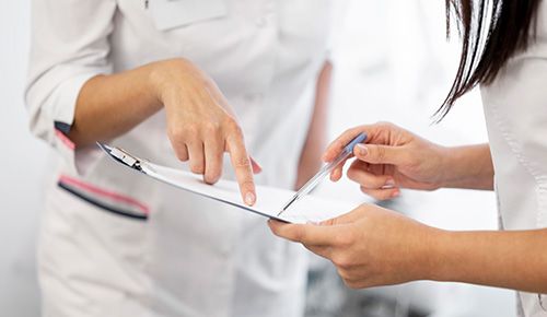 Clinician discussing medication and treatment